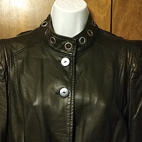 NWOT ARDEN B BLACK LEATHER GROMMET JACKET - Picture 2 of 9